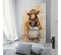 POLIUAWS Monkey Bath Time Posters Art Print Wall Photo Paint Poster Hanging Picture Family Decor Decor Supplies Home Party Decor Supplies 20x30inch(50x75cm)
