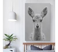 POLIUAWS Monochrome Deer Portrait Living Room Wall Art Wall Decor Ready to Hang for Bathroom Toilet Decor Living Wall 24x36inch(60x90cm)