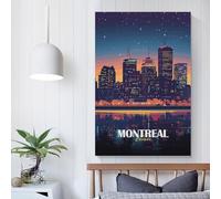 POLIUAWS Montreal Canada Skyline at Night Art Work for Home Walls Wall Art for Teenage Boys Bedroom Living Room Canvas 20x30inch(50x75cm)