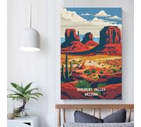 POLIUAWS Monument Valley Majestic Art Retro Illustration Poster Canvas Poster Wall Art Decor Living Room Bedroom Decoration Posters 16x24inch(40x60cm)