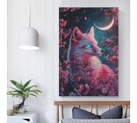 POLIUAWS Moonlit Fox Bloom Canvas Wall Art for Living Room Cute Room Decor Ready to Hang Canvas Wall Art 08x12inch(20x30cm)