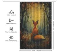POLIUAWS Moonlit Fox Magic Anti-Mould Proof Resistant Quick Drying Proof Resistant Bath Curtains for Shower for Bathroom Wet Room 46.85x70.87Inch（119x180cm）