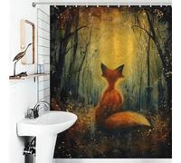 POLIUAWS Moonlit Fox Magic Shower Curtains Mould Proof 100% Polyester Fabric Washable Bathroom Decor Curtains for Shower Bath Curtain Wet Room 56.30x70.87Inch（143x180cm）