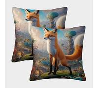 POLIUAWS Mystical Fox Encounters King Pillow Cases Home Decor Decorations Lightweight & Breathable Small Pillow Cases 40x40cm
