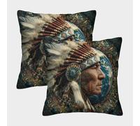 POLIUAWS Native Wisdom Earth's Guardian Pillowcase for Hair And Skin - Softer Than Silk Pillowcase, Pillow Cases 2 Pack with Envelope Closure, Gifts for Women 40x40cm