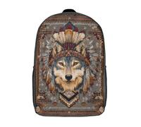POLIUAWS Native Wolf Tapestry Backpacks 3D Printed Kids School Backpack Outdoor Casual Daypack Fashion Casual Children Backpacks Cute Travel Bags for Boys Elementary And Middle School Students