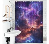 POLIUAWS Nebula Dreams 100% Polyester Fabric Washable Shower Curtains Set with 12 Hooks for Shower Bath Curtain Wet Room 46.85x70.87Inch（119x180cm）
