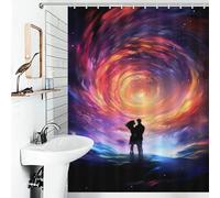 POLIUAWS Nebula Lovers Bath Shower Curtains Mildew 100% Polyester Fabric Washable Shower Curtain for Bathroom for Bathroom Wet Room 53.54x70.87Inch（136x180cm）