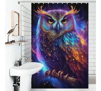 POLIUAWS Nebula Owl V2 Shower Curtains Mould Proof 100% Polyester Fabric Washable Hilarious Bath Curtain for Bathroom with Hooks 46.85x70.87Inch（119x180cm）