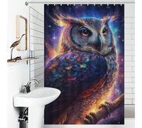 POLIUAWS Nebula Owl V3 100% Polyester Fabric Washable Decor Bath Curtains for Bathroom Wet Room 46.85x70.87Inch（119x180cm）
