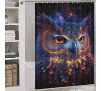 POLIUAWS Nebula Owl V5 Shower Curtains Set with 12 Hooks 100% Polyester Fabric Washable Shower Curtains Mould Proof for Bathtub Shower Stall 64.17x70.87Inch（163x180cm）