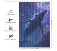 POLIUAWS Nebula Whale 100% Polyester Fabric Washable Bath Curtains for Shower for Toile Bathroom Dorm 46.85x70.87Inch（119x180cm）