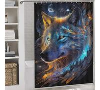 POLIUAWS Nebula Wolf V5 100% Polyester Fabric Washable Decor Bath Curtains for Shower Bath Curtain Wet Room 64.17x70.87Inch（163x180cm）