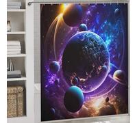 POLIUAWS Neon Nebula Nightscape 100% Polyester Fabric Washable Hilarious Bath Curtain for Bathroom with Hooks 69.69x70.87Inch（177x180cm）