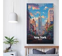 POLIUAWS New York Cityscape with Empire State Poster Cool Wall Decor Art Print Posters for Room Aesthetic - Poster Gift Picture Painting Modern Wedding PosterHome Decor 08x12inch(20x30cm)
