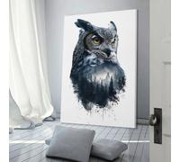 POLIUAWS Night Forest Owl Illustration Funny Bathroom Art Living Room & Bathroom Decor Living Wall 24x36inch(60x90cm)