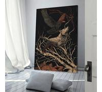 POLIUAWS Night's Call Wolf And Raven Wall Pictures Living Room Prints for Special Occasions Modern Wall Art 12x18inch(30x45cm)