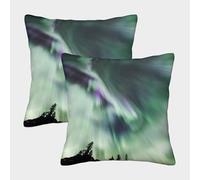 POLIUAWS Northern Lights in Jasper Pillowcases 50x50cm Easy Care Bedroom Pillow Covers Soft Quality Envelope Closure