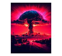 POLIUAWS Nuclear Bomb Illustration Diamond Art Kits Adults Girls Birthday Presents 5D DIY Crystal Art with Diamonds Gem Art 16"x20"