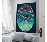 POLIUAWS Ocean Whale Norther Lights Wall Canvas Art for Bedroom for Rustic Bath Decor Wall Canvas 16x24inch(40x60cm)