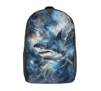 POLIUAWS Oceanic Majesty Shark's Glow School Bag 3D Printed Children's School Backpack Casual Fashion Travel Backpacks for Kids School Students 17inch