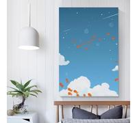 POLIUAWS Orange Fish Flying in The Sky Canvas Wall Art Bedroom for Teens Girl Women Living Room Decoration Wall Decoration 08x12inch(20x30cm)