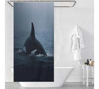 POLIUAWS Orca Whale From The Depths 100% Polyester Fabric Washable Decor Bath Curtains for Shower Bath Curtain Wet Room 35.43x70.87Inch（90x180cm）