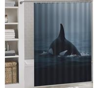 POLIUAWS Orca Whale From The Depths Shower Curtains Mould Proof 100% Polyester Fabric Washable Hilarious Bath Curtain for Bathroom with Hooks 64.17x70.87Inch（163x180cm）