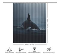 POLIUAWS Orca Whale From The Depths Washable Waterproof Cloth Fabric Shower Curtains Set with 12 Hooks for Bathroom Wet Room 56.30x70.87Inch（143x180cm）