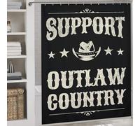 POLIUAWS Outlaw Country Music with Hooks Waterproof Fabric Bathroom Decor Curtains for Toile Bathroom Dorm 69.69x70.87Inch（177x180cm）