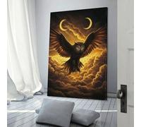 POLIUAWS Owl in Flight with Crescent Moons Funny Bathroom Art Living Room & Bathroom Decor Living Wall 24x36inch(60x90cm)