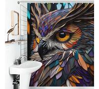 POLIUAWS Owls Vision Stained Glass Bath Shower Curtains Mildew Thicken Durable Polyester Modern Polyester Water Repellent for Bathroom Wet Room 56.30x70.87Inch（143x180cm）