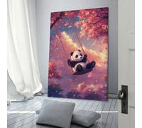 POLIUAWS Panda Swing in Blossoms-1 Wall Prints for Living Room Bedroom Modern Wall Art 08x12inch(20x30cm)
