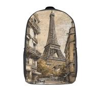 POLIUAWS Paris Sketch Eiffel Tower View School Backpack 3D Printed Children's Backpacks Bag Bookbag for Kids Boy Girl Book Bags Kids School Bag Travel Rucksacks 17inch