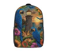 POLIUAWS Parrots by The Lighthouse Backpacks Kids School Backpack School Bag 3D Printed School Bag for Boys Elementary And Middle School Students 17inch