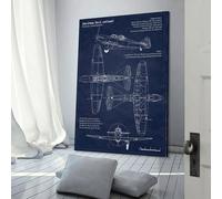 POLIUAWS Paul Defiant Blueprint Living Room Pictures for Walls For Teens Game Boys Room Wall Decor Large Abstract Canvas Wall Art 08x12inch(20x30cm)