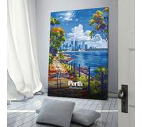 POLIUAWS Perth Australia Cityscape Travel Wall Canvas Art for Bedroom for Teens Girl Women Living Room Decoration Canvas Art 16x24inch(40x60cm)