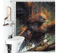 POLIUAWS Phoenix Bird Pretty Shower Curtain Waterproof Mould with Hooks Waterproof Fabric Modern Fabric Bathroom Decor Set for Bathtub Shower Stall 56.30x70.87Inch（143x180cm）