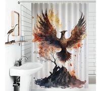 POLIUAWS Phoenix from The Ashes Shower Curtain with Hooks for Bathroom Daily Household Stylish Washable Anti-Mould Proof Resistant for Home Bathroom Toile Hotel Decor 46.85x70.87Inch（119x180cm）
