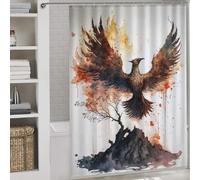 POLIUAWS Phoenix from The Ashes Shower Curtains Mould Proof Waterproof Fabric Hilarious Bath Curtain with Hooks for Bathroom Wet Room 64.17x70.87Inch（163x180cm）