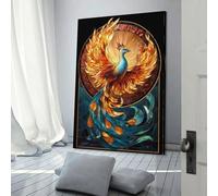 POLIUAWS Phoenix Stained Glass Art Bathroom Prints for Walls Animals Living Wall for Home Walls 08x12inch(20x30cm)
