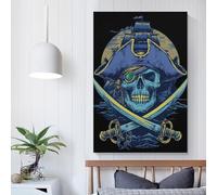 POLIUAWS Pirate Skull & Swords Canvas Pictures For Home Modern Decoration 24x36inch(60x90cm) Paintings for Bedrooms