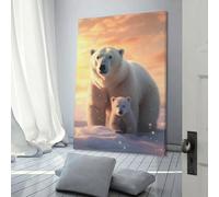 POLIUAWS Polar Bear And Cub Poster Canvas Wall Art Poster Decorative Modern Home Print Picture Artworks Posters Art Canvas Prints 12x18inch(30x45cm)