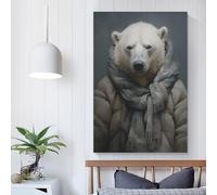 POLIUAWS Polar Bear Fashion Posters Prints For Home Bedroom Toilet Bathroom Wall Decor Wall Art Canvas Birthday Couple Celebrating 20x30inch(50x75cm)