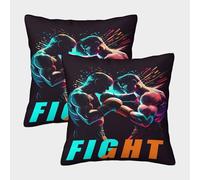 POLIUAWS Pop Art Boxing Fight Cushion Covers Square Polyester Pillow Covers Invisible Zipper Pillow Cases for Living Room Bedroom Sofa 40x40cm