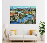 POLIUAWS Popular Landmarks Custom Canvas Prints for Rustic Bath Decor Artwork 08x12inch(20x30cm)