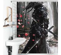 POLIUAWS Predator Samurai Anti-Mould Proof Resistant with Hooks Waterproof Fabric Modern Fabric Bathroom Decor Set for Travel Trailer 56.30x70.87Inch（143x180cm）