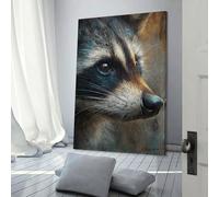 POLIUAWS Raccoon's Gaze Funny Bathroom Wall Art Animal Lovers Canvas Picture For Teens Game Boys Room Wall Decor 16x24inch(40x60cm)