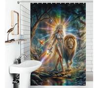 POLIUAWS Rainbow Light Warrior Washable Waterproof Cloth Fabric Decor Bath Curtains for Bathtub Shower Stall 46.85x70.87Inch（119x180cm）