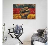 POLIUAWS Raised Fist On German Flag Art Work for Home Walls Wall Art for Teenage Boys Bedroom Living Room Canvas 08x12inch(20x30cm)